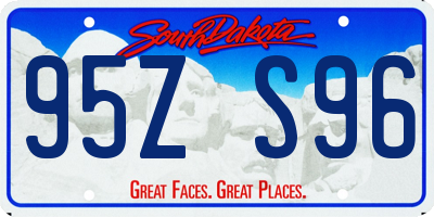 SD license plate 95ZS96