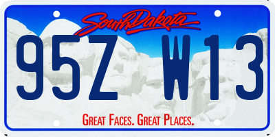 SD license plate 95ZW13