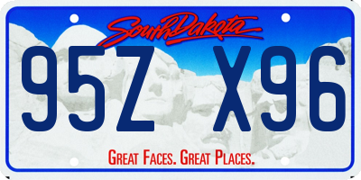 SD license plate 95ZX96
