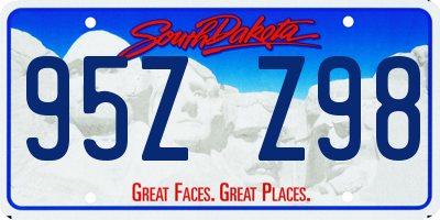 SD license plate 95ZZ98