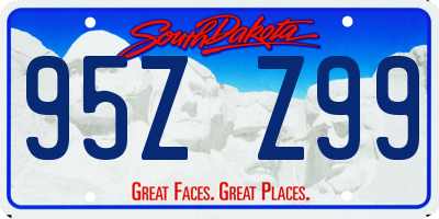 SD license plate 95ZZ99