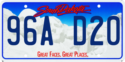 SD license plate 96AD20