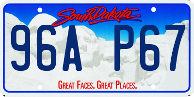 SD license plate 96AP67