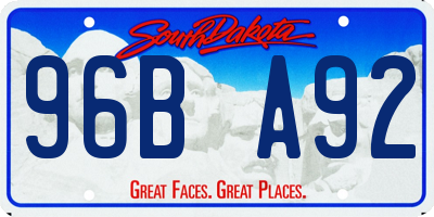 SD license plate 96BA92