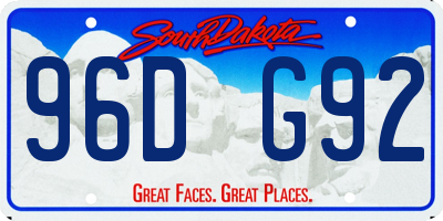 SD license plate 96DG92