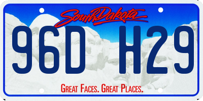 SD license plate 96DH29