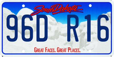 SD license plate 96DR16