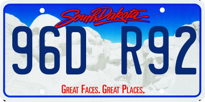 SD license plate 96DR92