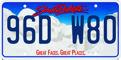 SD license plate 96DW80