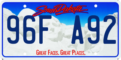 SD license plate 96FA92