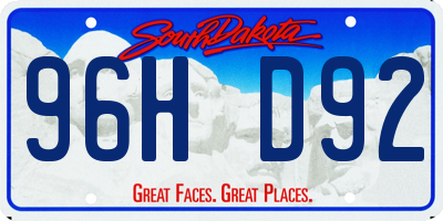SD license plate 96HD92