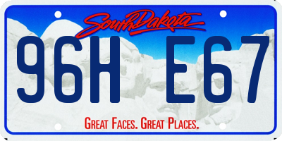 SD license plate 96HE67