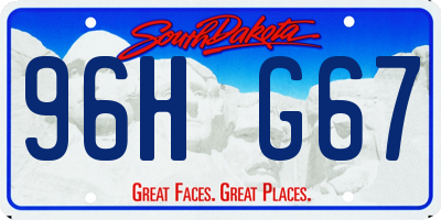 SD license plate 96HG67