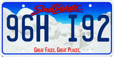 SD license plate 96HI92