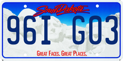 SD license plate 96IG03