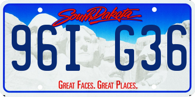 SD license plate 96IG36