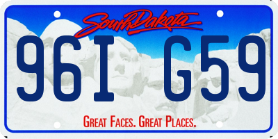 SD license plate 96IG59