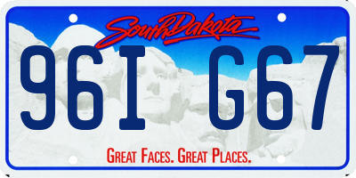 SD license plate 96IG67