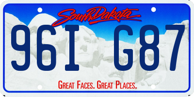 SD license plate 96IG87