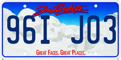 SD license plate 96IJ03