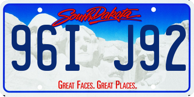 SD license plate 96IJ92
