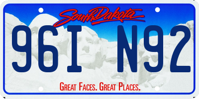 SD license plate 96IN92