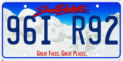 SD license plate 96IR92