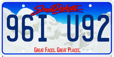 SD license plate 96IU92