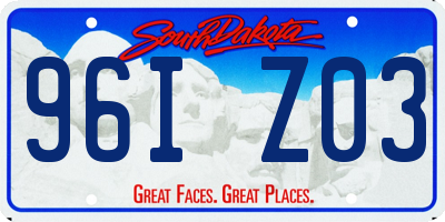 SD license plate 96IZ03