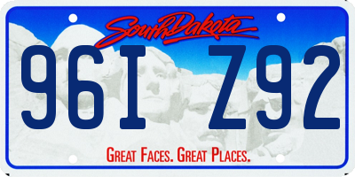 SD license plate 96IZ92