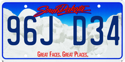 SD license plate 96JD34