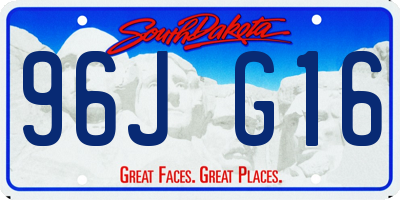 SD license plate 96JG16