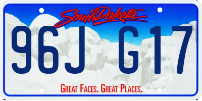 SD license plate 96JG17