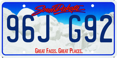SD license plate 96JG92