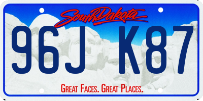 SD license plate 96JK87