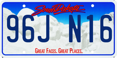 SD license plate 96JN16