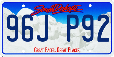 SD license plate 96JP92
