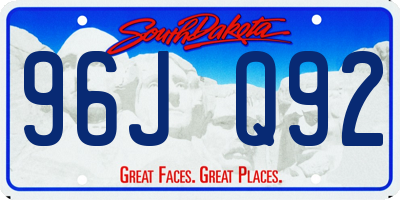SD license plate 96JQ92