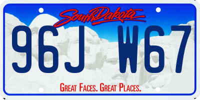 SD license plate 96JW67