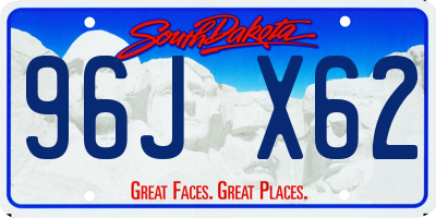 SD license plate 96JX62