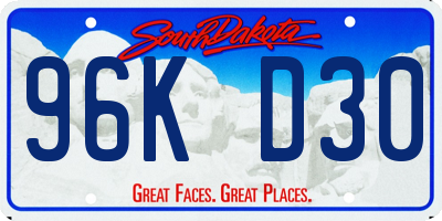SD license plate 96KD30