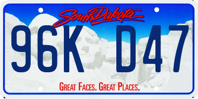 SD license plate 96KD47