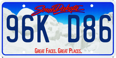 SD license plate 96KD86