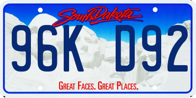 SD license plate 96KD92