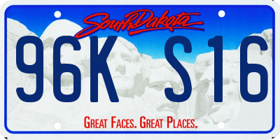 SD license plate 96KS16