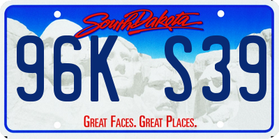 SD license plate 96KS39