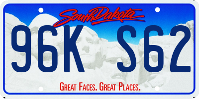 SD license plate 96KS62