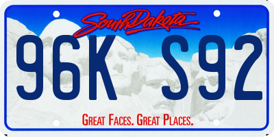 SD license plate 96KS92
