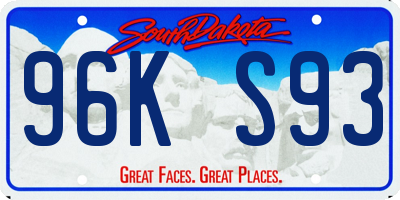 SD license plate 96KS93