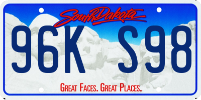 SD license plate 96KS98